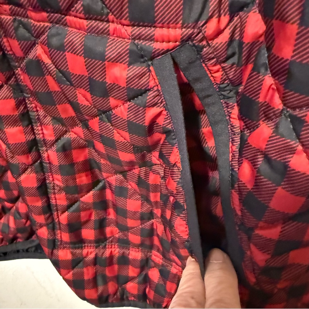 Old Navy Black Check Quilted Outerwear Vest Women's 2X Full Zip Rib Collar - Picture 7 of 10